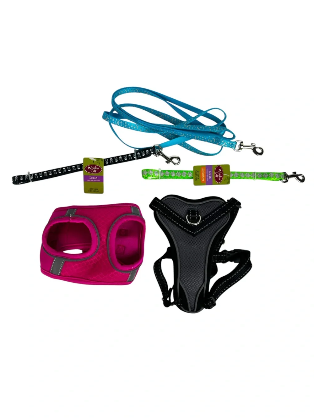 Boots & Barkley Dog Harness Lot 2 Harnesses 3 Leashes Whisker City Reflective